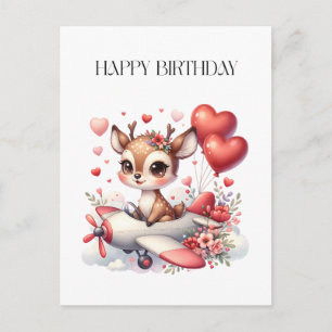 Cartão Postal De Anúncio Aniversário do Piloto de Veado