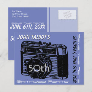 Cartão Postal De Anúncio Antiga câmera 50ª festa de aniversário Salvar a