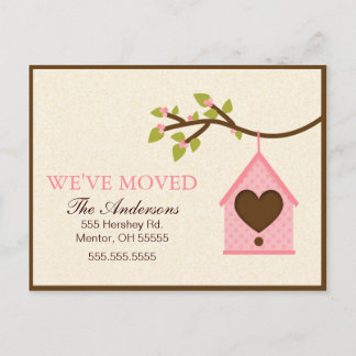 Cartão Postal De Anúncio Anunciações Móveis de Pássaros Cor-de-Rosa