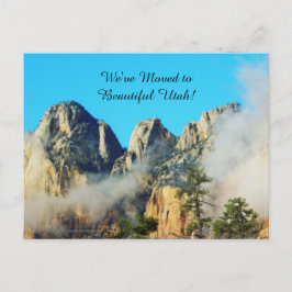 Cartão Postal De Anúncio Anunciamento de Novo Endereço de Mountain and Clou