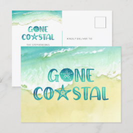 Cartão Postal De Anúncio Anunciante Movimentado de Onda de Praia da Aquarel