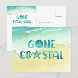 Cartão Postal De Anúncio Anunciante Movimentado de Onda de Praia da Aquarel