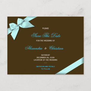 Cartão Postal De Anúncio Aqua Fita de Casamento Salve a Data 4
