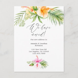 Cartão Postal De Anúncio Aquarela Floral Tropical Novo Endereço