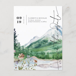 Cartão Postal De Anúncio Aquarela Montanha de Flores Silvestres Salve a D