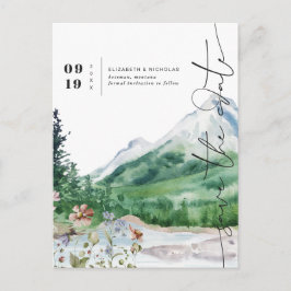 Cartão Postal De Anúncio Aquarela Montanha de Flores Silvestres | Salve a D