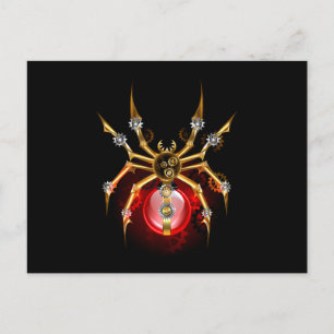 Cartão Postal De Anúncio Aranha steampunk em preto