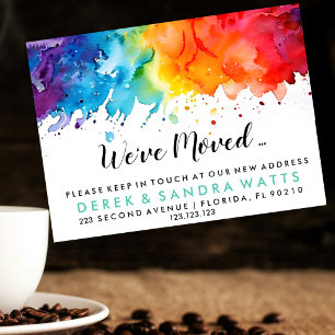 Cartão Postal De Anúncio arco-íris de cor Mudança de endereço nos mudamos