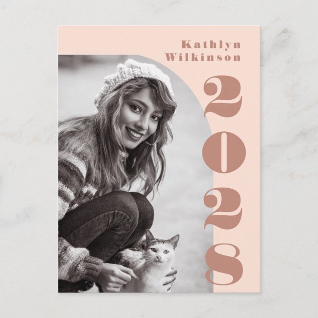 Cartão Postal De Anúncio Arco Rosa Moderno em Script Negrito Foto Gradu (Frente)