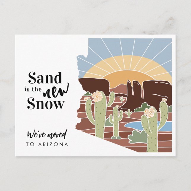 Cartão Postal De Anúncio Areia é a Nova Neve Arizona Novo Endereço (Frente)