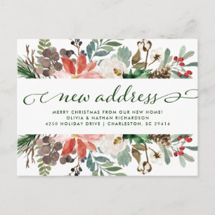 Cartão Postal De Anúncio Arranjo Floral de Natal   Linda Mudança de Endereç