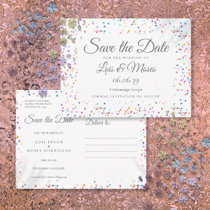 Cartão Postal De Anúncio Arranjo Romântico de Arco-Íris Save the Date