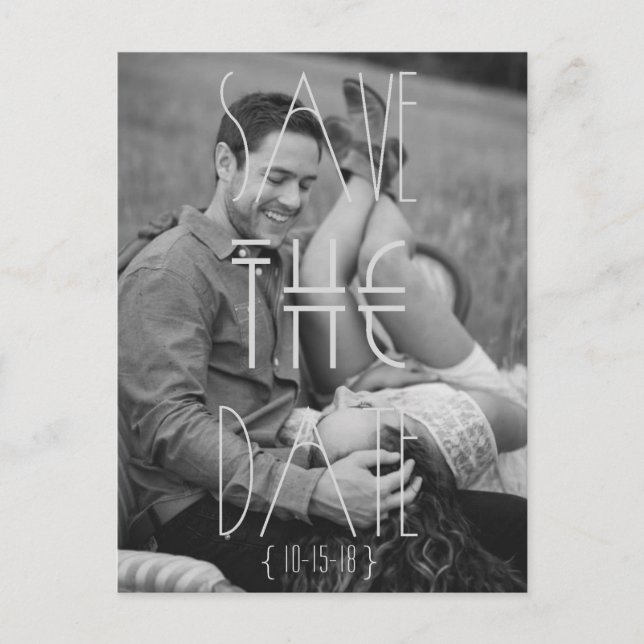 Cartão Postal De Anúncio Art Deco | Boêmio Moderno | Salve A Data (Frente)