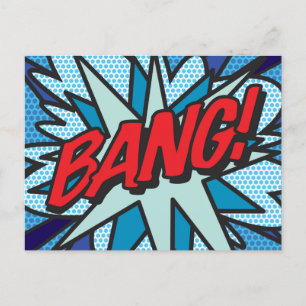 Cartão Postal De Anúncio Arte Pop de Quadrinhos Retrô Divertidos BANG