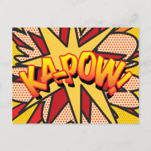 Cartão Postal De Anúncio Arte Pop de Quadrinhos Retrô Divertidos KA-POW