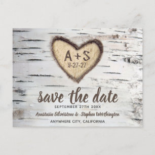 Cartão Postal De Anúncio Árvore de Bétula Casamento Rústico no Campo Salve 