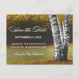 Cartão Postal De Anúncio Árvore de Bétula no Outono Rústico Save The Date