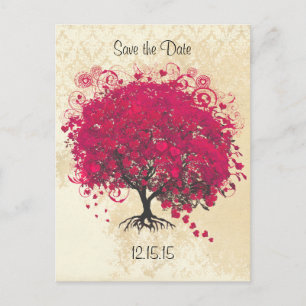 Cartão Postal De Anúncio Árvore de Coração de Mil-folhas Rosa Casamento Sal
