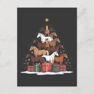 Cartão Postal De Anúncio Árvore de Natal em forma de cavalo Equine Natal