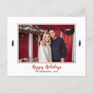 Cartão Postal De Anúncio Árvore de Natal Rustic Red & White Gingham Flannel