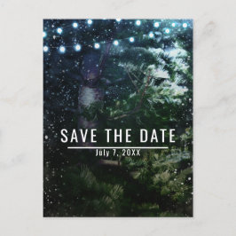 Cartão Postal De Anúncio Árvore de Pinheiro & Luzes Casamento de Inverno Sa