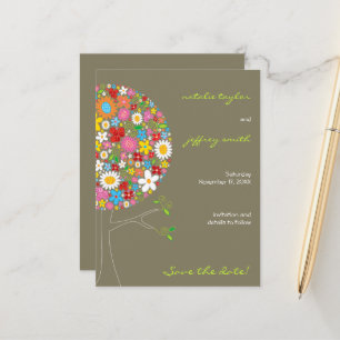 Cartão Postal De Anúncio Árvore de Pop de Flores de Mola Para Salvar A Dat