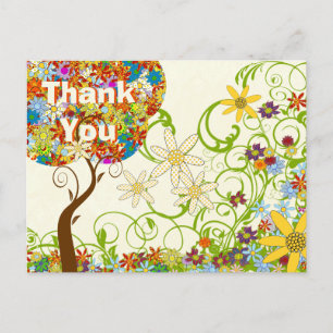 Cartão Postal De Anúncio Árvore foliar de papelada florestal entalada