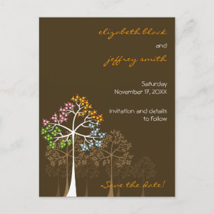 Cartão Postal De Anúncio Árvores das Quatro Estações Floresta Casamento Sav