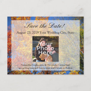 Cartão Postal De Anúncio Árvores de outono Coloridas Salvem a Data