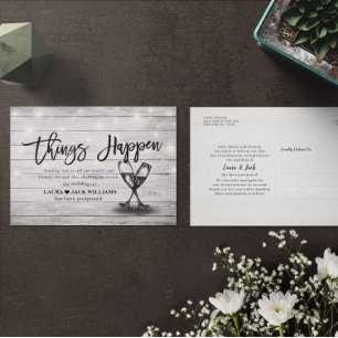 Cartão Postal De Anúncio As coisas acontecem adiando o casamento mudando de
