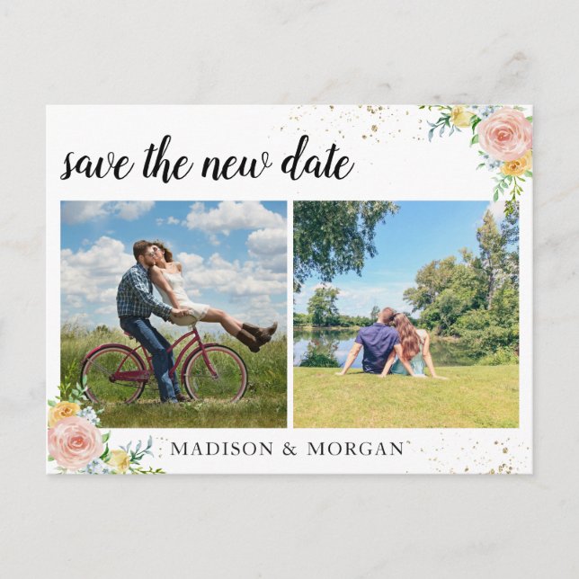 Cartão Postal De Anúncio As fotos multifuncionais salvam a nova data (Frente)