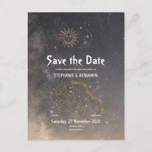 Cartão Postal De Anúncio Astrologia Celestial Gêmeos Sagitário Signo do Zod