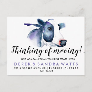 Cartão Postal De Anúncio atividade de comunicação por vaca em movimento