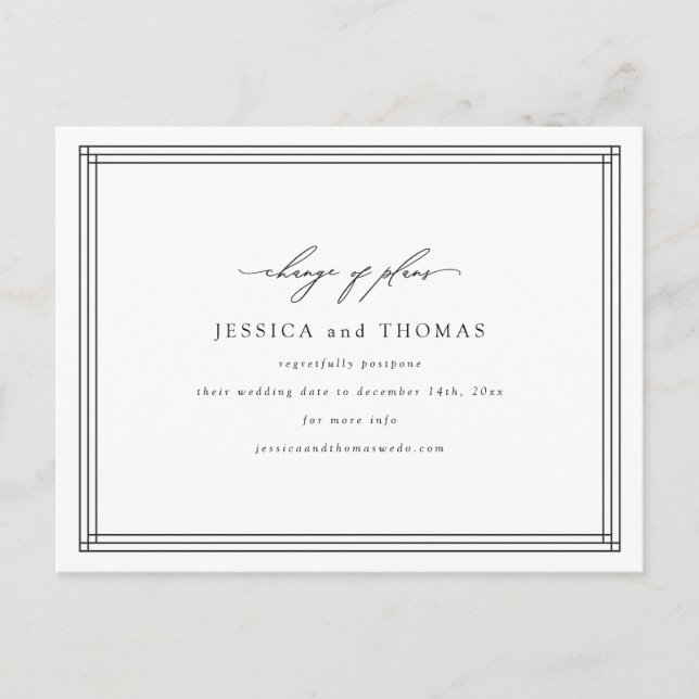 Cartão Postal De Anúncio Atraso do Casamento na Janela Chic Alterar a Data (Frente)