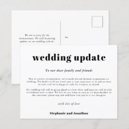 Cartão Postal De Anúncio Atualização de Adiamento de Casamento Tipográfica 