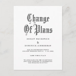 Cartão Postal De Anúncio Atualização de mudança simples de casamento gótico