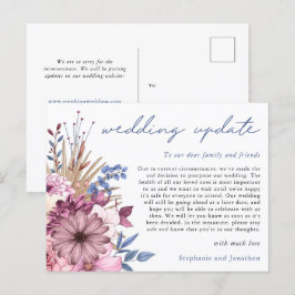 Cartão Postal De Anúncio Atualização do Atraso do Casamento Script Moderno 
