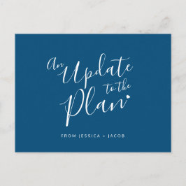 Cartão Postal De Anúncio Atualização para plano de casamento azul branco co
