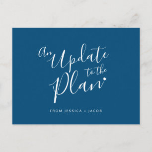Cartão Postal De Anúncio Atualização para plano de casamento azul branco co