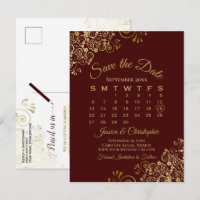 Auburn Brown Dourado Wedding Salvar Calendário de 