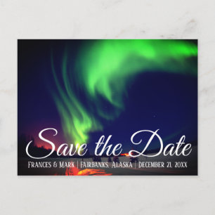 Cartão Postal De Anúncio Aurora Boreal Alaskana Salve a Data
