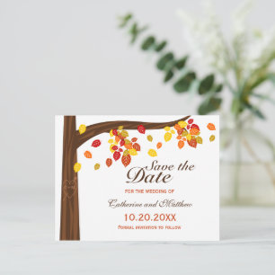 Cartão Postal De Anúncio Autumn Falling Deixa O Casamento Salvar A Data