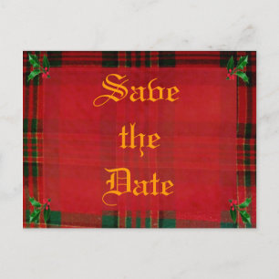 Cartão Postal De Anúncio Azevinho na xadrez vermelha