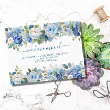Azul Branco Floral Flores Script Móvel