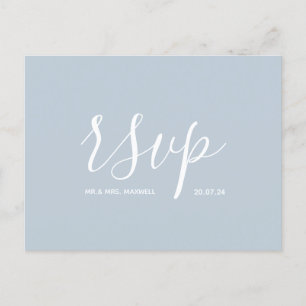 Cartão Postal De Anúncio Azul Simples De Script Simples De Casamento Modern