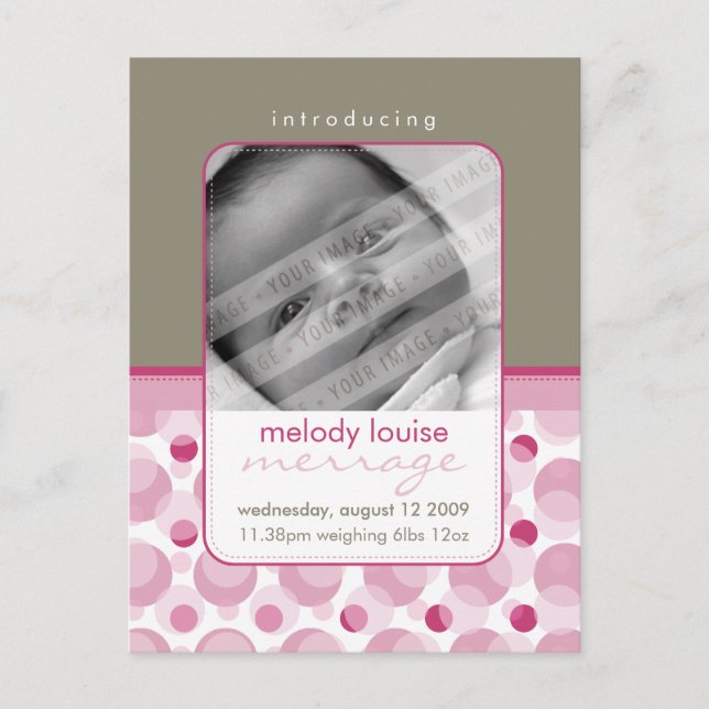 Cartão Postal De Anúncio BABY ANNOUNCE:: Olá, bebê 9 (Frente)