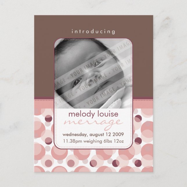 Cartão Postal De Anúncio BABY ANUNCIAMENTO: Olá, bebê 3 (Frente)