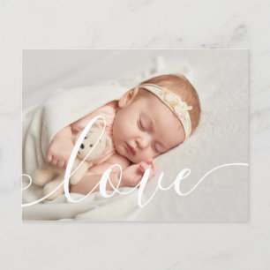 Cartão Postal De Anúncio Baby Photo Chic Script Love Elegant Birt