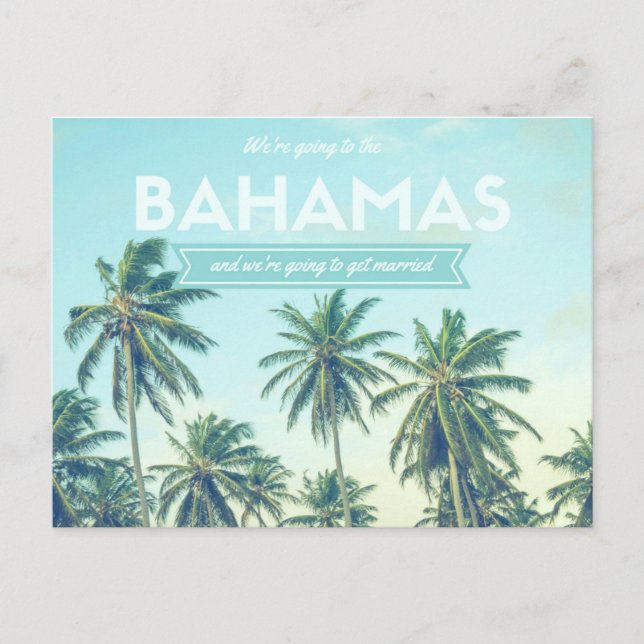 Cartão Postal De Anúncio Bahamas Casando Praia Tropical Salvem as Datas (Frente)