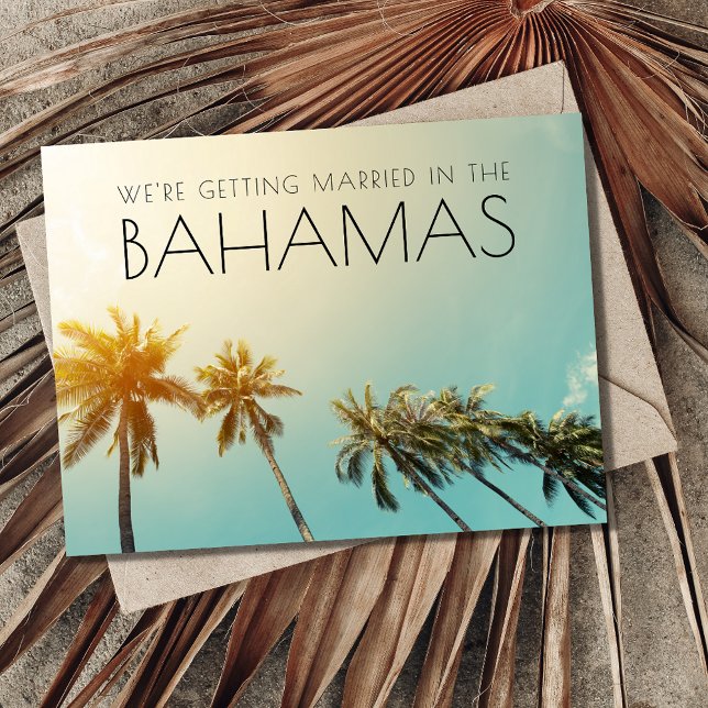 Cartão Postal De Anúncio Bahamas Destino Casamento Tropical Salvar Data (Criador carregado)